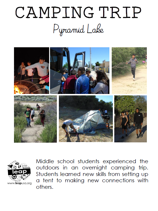 leap students on an overnight camping trip at Pyramid Lake