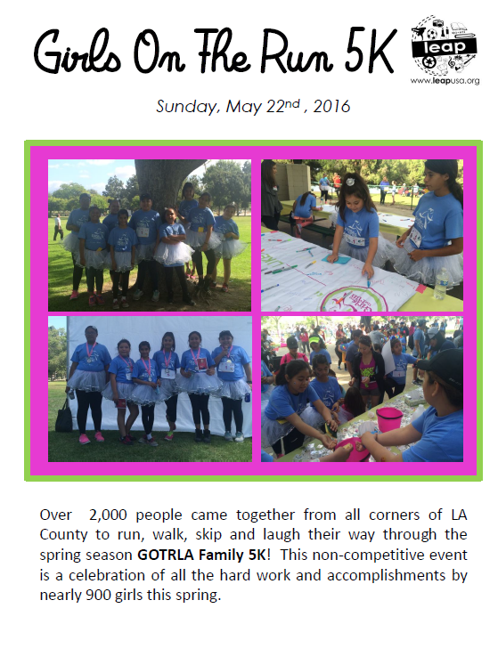 leap students at the Girls on the Run 5K